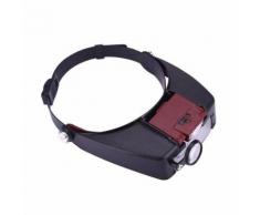 KKmoon Loupe de Lampe avec Bandeau de Tête Réglable pour Bijoutiers, Loupe avec 2 LED Lumières pour la Chirurgie, la Réparation, le Travail de Précision et Lecture--NOIR+ROUGE - Loupe