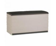 coffre d'exterieur - rangement d'exterieur Coffre 350L Intérieur/Extérieur Fonctionnel et Esthétique Cadenassable avec Roulettes Beige et Gris Foncé - Mobilier de Jardin