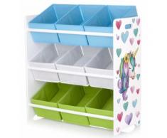 Étagère de rangement pour enfant avec 9 bacs en tissu Motif La Licorne - Etagères enfant