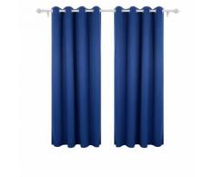 Deconovo Lot de 2 Rideaux Occultants Home Decorative Isolant Thermique Rideau Occultant Oeillet Rideau pour Chambre Enfant 132x213cm Bleu - Rideaux et stores