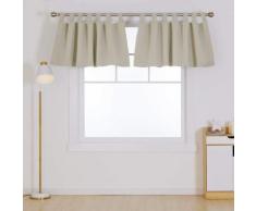 Deconovo Lot de 2 Rideaux Cantonnière avec Pattes Court Occultant Chambre Rideau de Porte Thermique Cuisine Décoration Salon Salle Intérieur Noir 140x61cm - Rideaux et stores