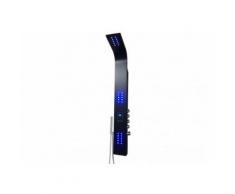 Colonne de douche hydromassante thermostatique à leds CHAKRA IV - lecteur MP3 et radio - 20*165cm - Noir - Robinetterie