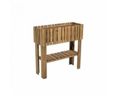 EKJU Carré potager surélevé avec étagere en pin FSC teinté brun - 39 L - 78 x 29 x 79 cm - Jardinières et bacs