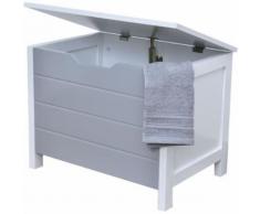 Meuble bas coffre de rangement salle de bain gris et blanc - Meubles de salle de bain