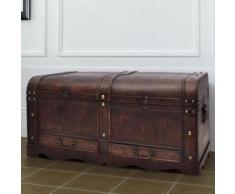 Meelady Coffre à trésors en bois, boîte de rangement de style ancien à l'ancienne, 90 x 51 x 42 cm - Tables de chevet