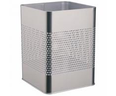 Durable 332123 corbeille à papier carrée 18,5 litres hauteur 32 cm en métal peint avec perforations coloris argent métallisé - Accessoires de rangement