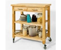 Chariot de Cuisine en bois d'hévéa Kitchen Trolley Desserte roulante avec deux étagères FKW24-N SoBuy® - Dessertes de rangement
