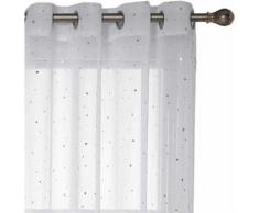 Deconovo Lot de 2 Voilages Rideaux Blanc 140x 245cm à Oeillets Motif des Petits Etoiles Imprimés Argents Rideaux Salon Design Moderne en Chambre Adulte - Rideaux et stores