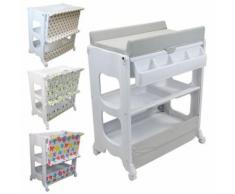 Table à langer avec baignoire et rangements - Gris - Table et chaise