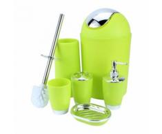 Accessoires de Bain 6 PiècesDistributeur de Savon Brosse à Dents Porte-savon Poubelle - Meubles de salle de bain