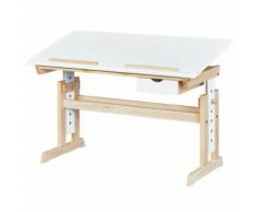 Paris Prix - Bureau Enfant Inclinable olivier 96cm Blanc & Naturel - Bureaux