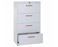 Meuble pour dossiers suspendus Boston A10, acier, 132x76x46 cm, blanc - Armoires de bureau