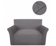 vidaXL housse de canapé en coton jersey extensible gris - Textile séjour