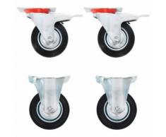 vidaXL 16x Roulettes Pivotantes Roues Fixes pour Chariot Roulant Etabli Meuble Etagère à Livre Tables de Travail Capacité de 80 kg 100 mm - Accessoires pour meubles