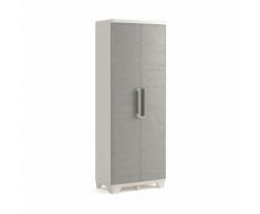KETER Armoire haute de rangement - Wood Grain - Texture bois- 2 portes - piedsajustables - verouillable - Gris - Rangement de l'atelier