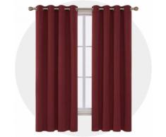 Deconovo Lot de 4 Rideaux Salon Décoration Argenté Occultant Thermique à Oeillets Rideau Rouge Salle à Manger Fenêtre Chambre Enfant 140x175cm - Rideaux et stores
