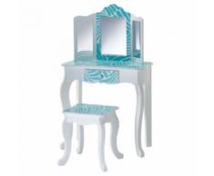 Teamson meuble coiffeuse table de maquillage enfant miroir tabouret bleu blanc - Décoration de chambre