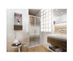 Porte de douche Ancoswing, 2 battants 90x190cm, verre sérigraphié sécurité 5mm, profil blanc - Installations salles de bain