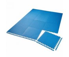 TECTAKE Tapis de Sol de Gym Sport avec 12 Dalles de Protection en Mousse 61 cm x 61 cm Bleu - Gymnastique