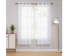 Deconovo Lot de 2 Voilage Blanc à Oeillets Rideaux Enfants Voile Fenetre 140x180cm - Rideaux et stores