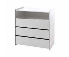 Vipack Commode 3 Tiroirs & 1 Niche Kiddy 90cm Blanc - Commodes et plans à langer