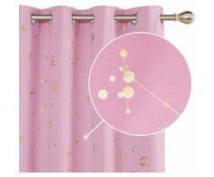 Deconovo Lot de 2 Rideau Occultant à Oeillets Rideau Enfant Fille Rideau Thermique Isolant Anti Froid Rideau Anti Bruit Rideaux Doré pour Chambre 140x229cm Rose - Rideaux et stores