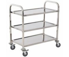 Chariot de service desserte de cuisine à roulettes 3 étagères 85L x 45l x 90H cm acier inox. chromé - Dessertes de rangement