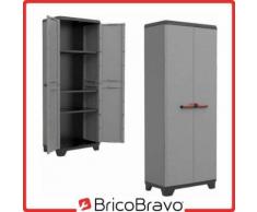 Kis armoire haute de jardin en résine avec tablettes gris terrasse 9721 - Rangement de l'atelier