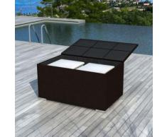 Paris Prix - Coffre De Rangement En Résine tressé 132cm Chocolat - Mobilier de Jardin