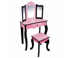 Teamson meuble coiffeuse table de maquillage enfant miroir tabouret rose noir - Décoration de chambre