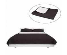 Meelady Couvre-lit Matelassé à Double Face Lavable en Machine 220 x 240 cm Crème et Marron - Cadre de lit