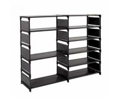 Armoire à Chaussures - Meerveil - Etagère à Chaussures Meuble de Chaussures Porte-Chaussures en Metal Tissu Intissé 6 Couches Rangement - 119 x 30 x 83cm Noir - Meubles à chaussures
