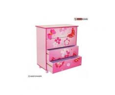 Commode Enfant 4 tiroirs meubles bois Papillon - Table et chaise