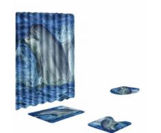 4PCS mer style Antiderapant toilettes Polyester Couverture Mat Set de bain rideau de douche BT494 - Accessoires salles de bain et WC