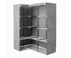 Armoire d'angle 1 penderie / 10 étagères gris Atmosphéra - Armoire