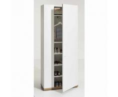 Armoire à Chaussures 6 étages Blanc Lucide et Base en Chêne Naturel PASSACOR - Armoire