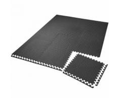 TECTAKE Tapis de Sol de Gym Sport avec 12 Dalles de Protection en Mousse 61 cm x 61 cm Noir - Gymnastique