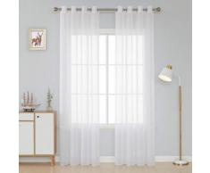 Deconovo Lot de 2 Rideaux de Chambre Voilages Paire Rideaux à Oeillets pour Salon Design Moderne 132x214cm Blanc - Rideaux et stores