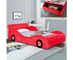 Lit enfant voiture avec rangement Speed - Rouge - 90x190 - Cadre de lit