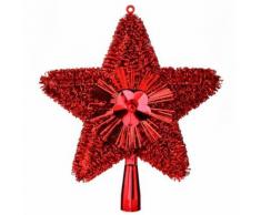 Cimier de sapin Brillant - 23 cm. - Rouge - Objet à poser
