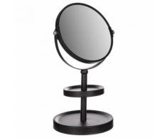 Miroir de salle de bain grossissant à poser - H. 34 cm - Noir - Miroir