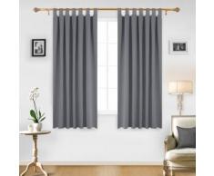 Deconovo Lot de 2 Rideaux Chambre Salon Opaque pour Porte Fenetre Occultant Isolation Thermique à Pattes 140x180cm Gris Clair - Rideaux et stores