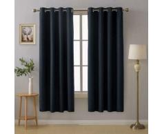 Deconovo Lot de 2 Oeillets Rideaux Salon Occultant Bleu Foncé Isolant Thermique Rideau Enfant avec Revêtement en Mousse 140x175cm Chambre Garcon - Rideaux et stores