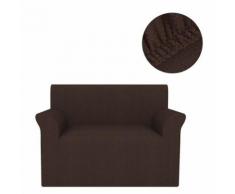 vidaXL Housse extensible de canapé Marron Piqué - Textile séjour
