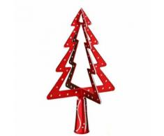 Cimier 3D de sapin de Noël - Sapin - Modèle 1 - Rouge et argent - Objet à poser