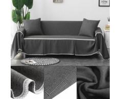 Housse de canapé pour 2 Siège Couverture De divan tapis - gris 215*260cm - Textile séjour