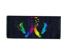 Porte chéquier long portefeuille porte carte, en cuir noir motif Plume Colore oiseau - Autres Classement et Archivage