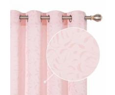 Deconovo Lot de 2 Rideaux Chambre Salon Tissu Chic Adulte à Oeillets Rideau Jacquard Rose 140x240cm - Rideaux et stores