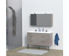 Ensemble meuble sous-vasque + vasque résine + 2 armoires avec miroir MILANO / Taupe - Meubles de salle de bain