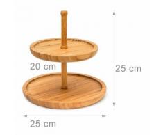 Présentoir étagère en bambou cuisine salle à manger 2 plateaux porte-fruits diamètre 25 cm - Accessoires de rangement